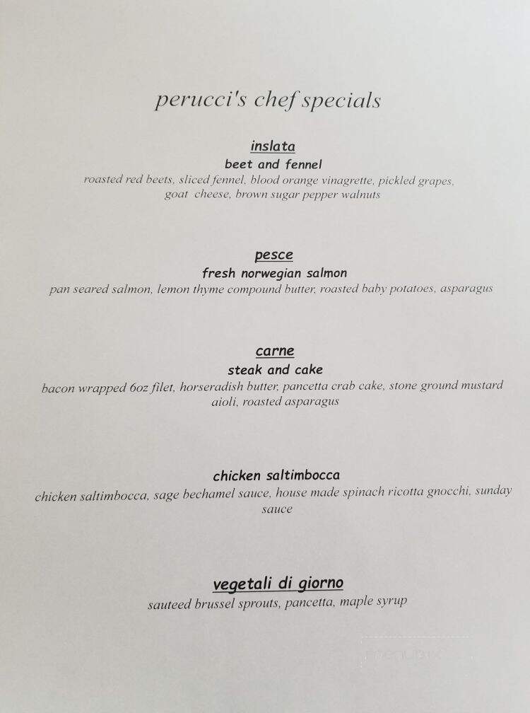Perucci's Classic Italian Restaurant - Millville, DE menu_pic