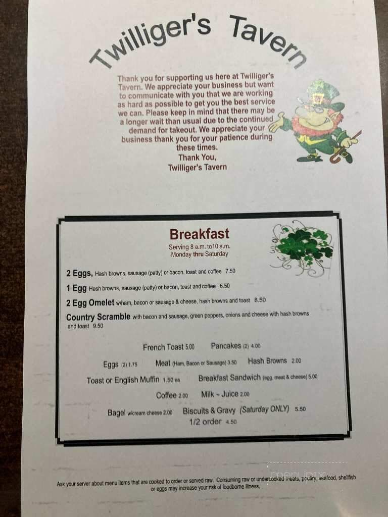 Twilliger's - Laingsburg, MI menu_pic