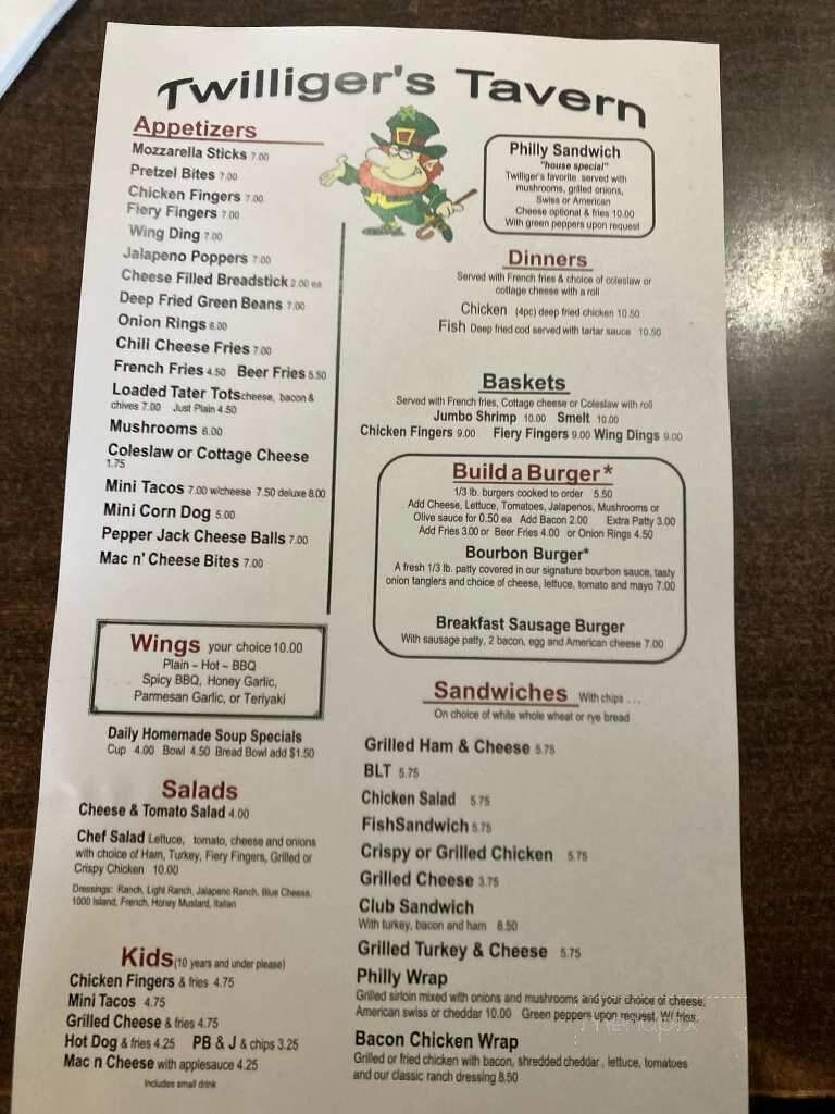 Twilliger's - Laingsburg, MI menu_pic