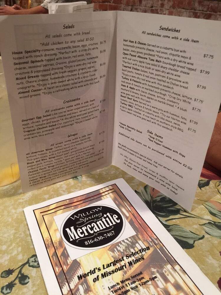 Willow Spring Mercantile - Excelsior Springs, MO menu_pic