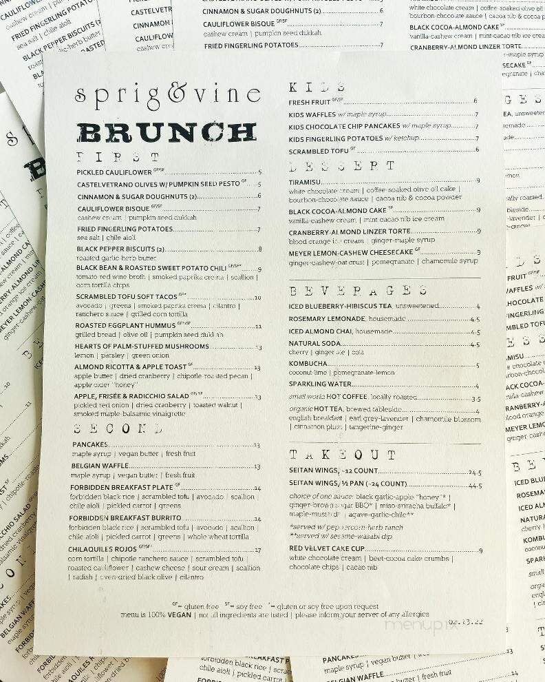 Sprig and Vine - New Hope, PA menu_pic