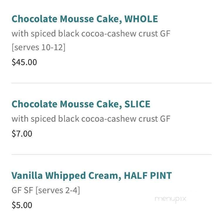 Sprig and Vine - New Hope, PA menu_pic