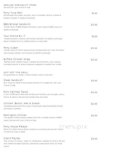 Pony Bar & Grill - Sheridan, WY menu_pic