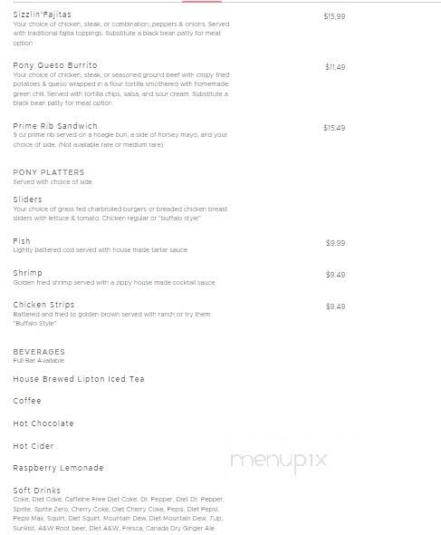Pony Bar & Grill - Sheridan, WY menu_pic