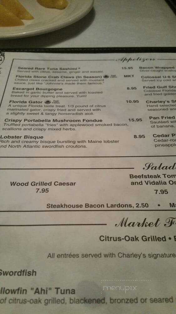 Charley's Steak House - Kissimmee, FL menu_pic