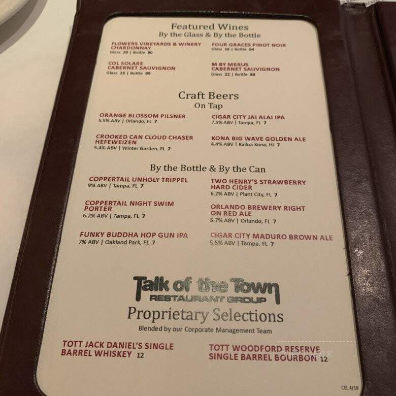 Charley's Steak House - Kissimmee, FL menu_pic