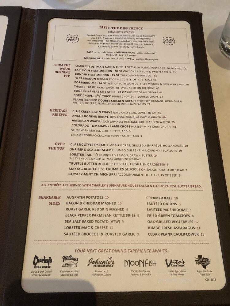 Charley's Steak House - Kissimmee, FL menu_pic