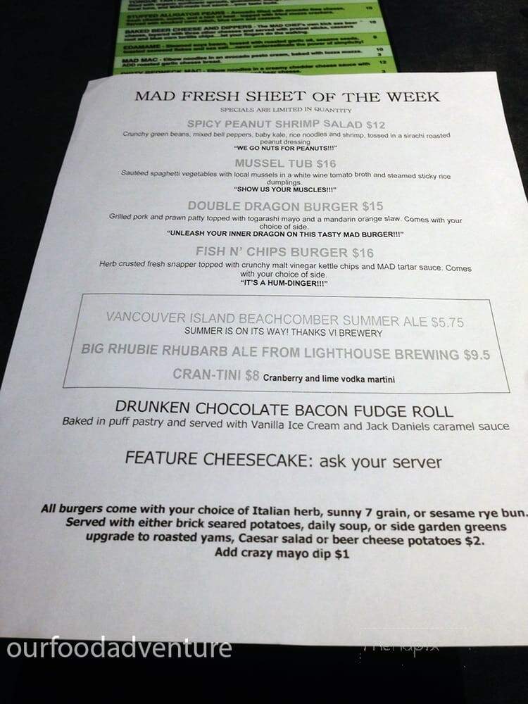 Mad Chef Cafe - Courtenay, BC menu_pic
