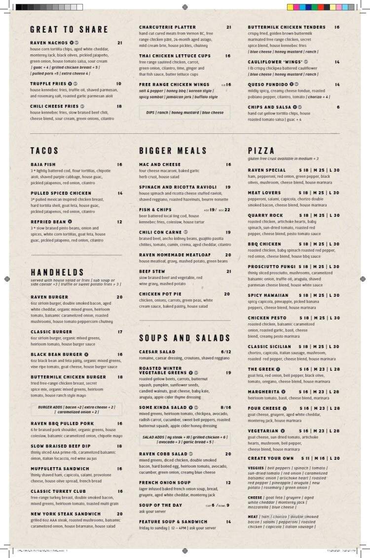 The Raven Pub - North Vancouver, BC menu_pic