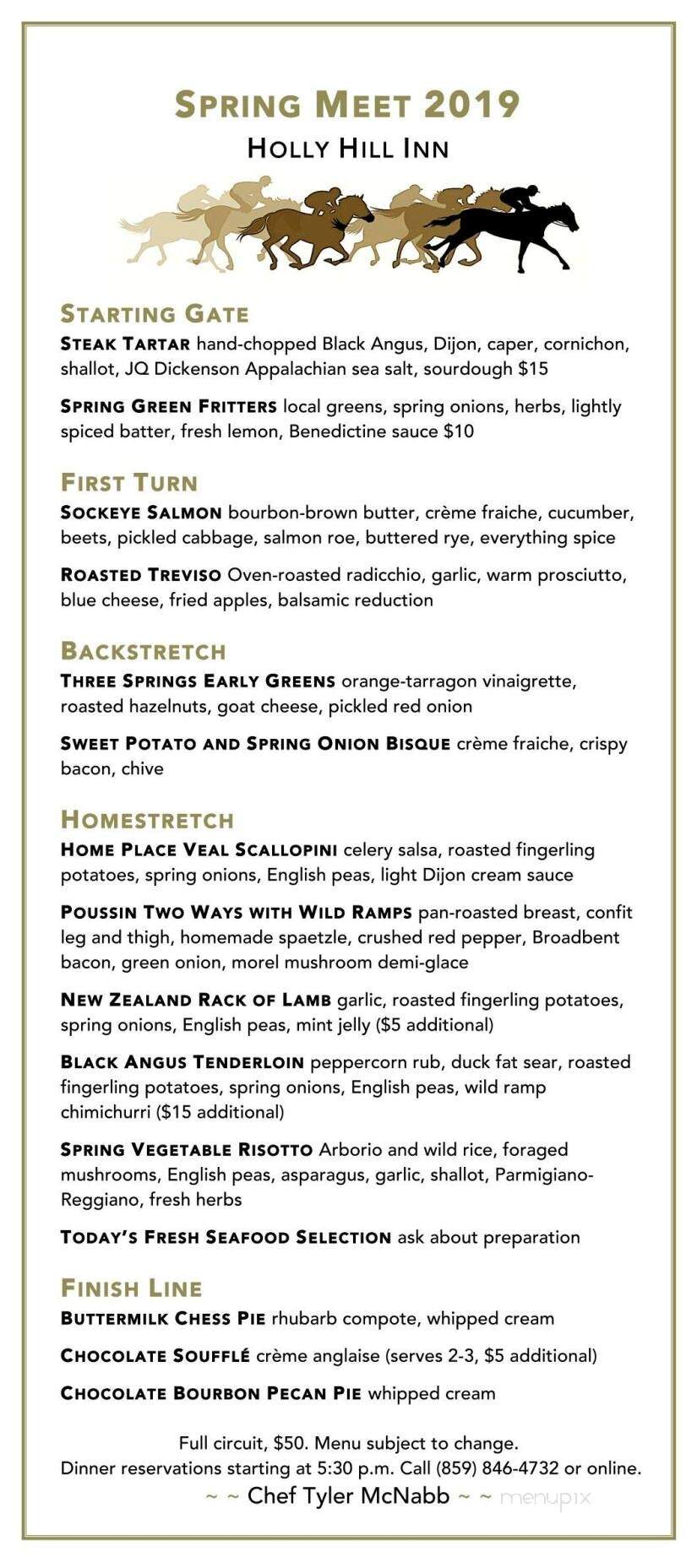 Holly Hill Inn - Midway, KY menu_pic
