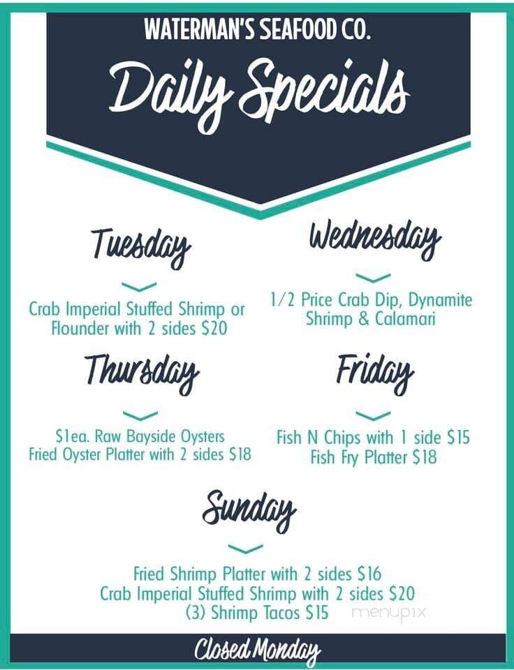 Waterman's Seafood Co - Ocean City, MD menu_pic