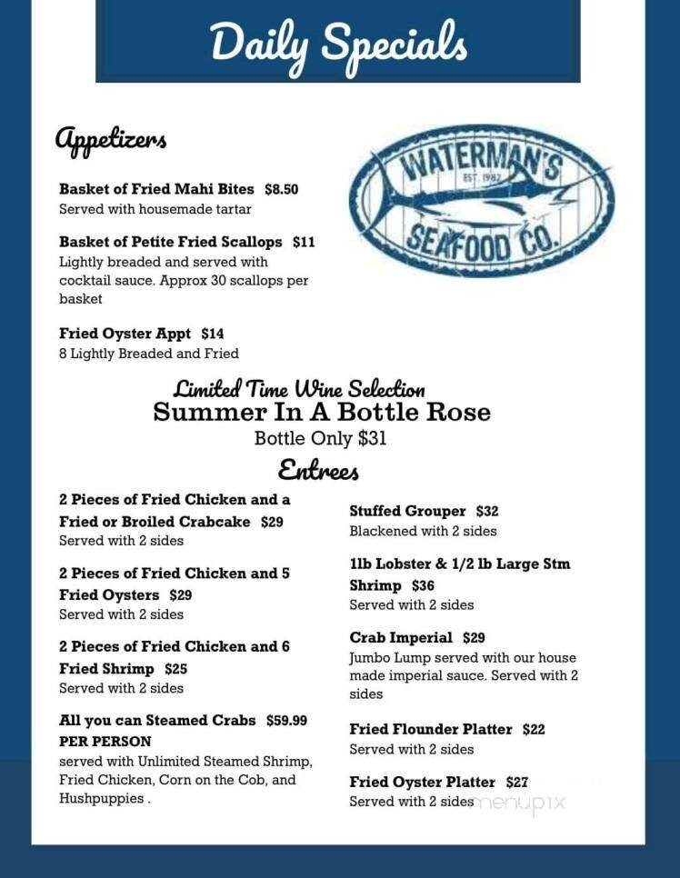 Waterman's Seafood Co - Ocean City, MD menu_pic