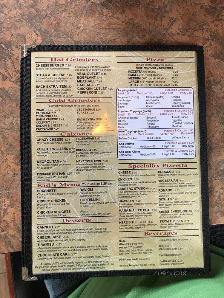 Pasquale's Italian Family Rest - Westfield, MA menu_pic