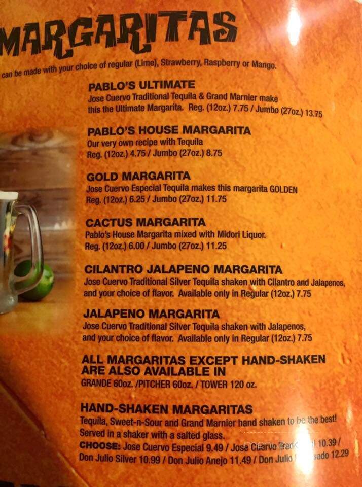 Pablo's Mexican Restaurant - Shakopee, MN menu_pic