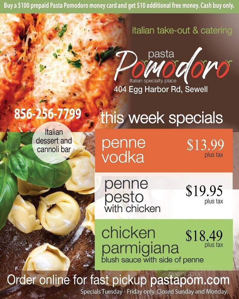Pasta Pomodoro - Sewell, NJ menu_pic