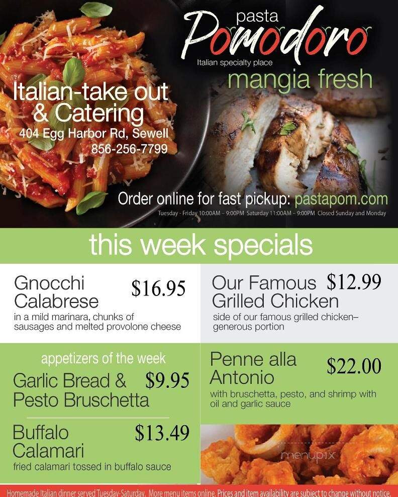 Pasta Pomodoro - Sewell, NJ menu_pic