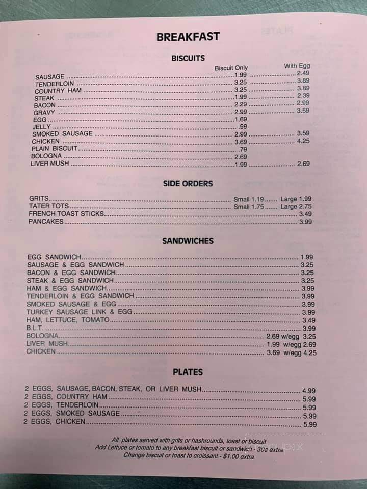 Burger Shack - Mount Gilead, NC menu_pic
