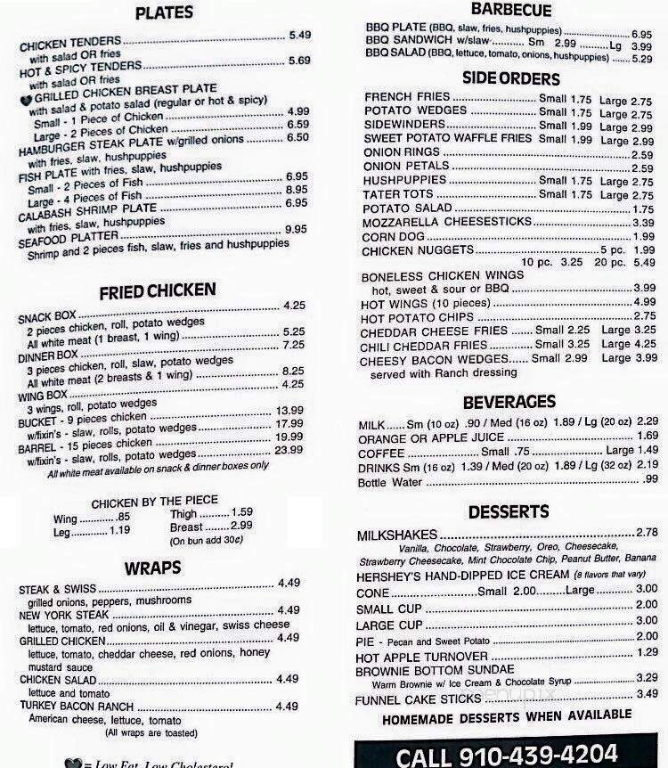 Burger Shack - Mount Gilead, NC menu_pic