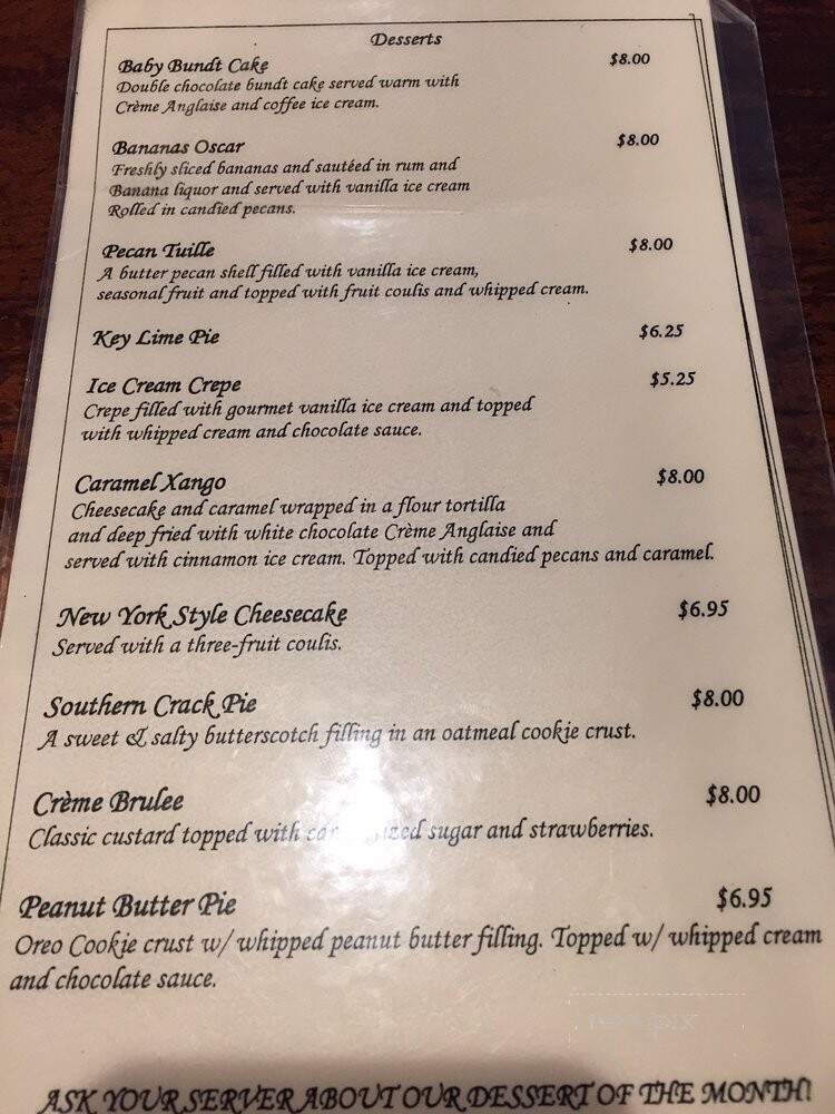 Oscar's Place - Summerville, SC menu_pic