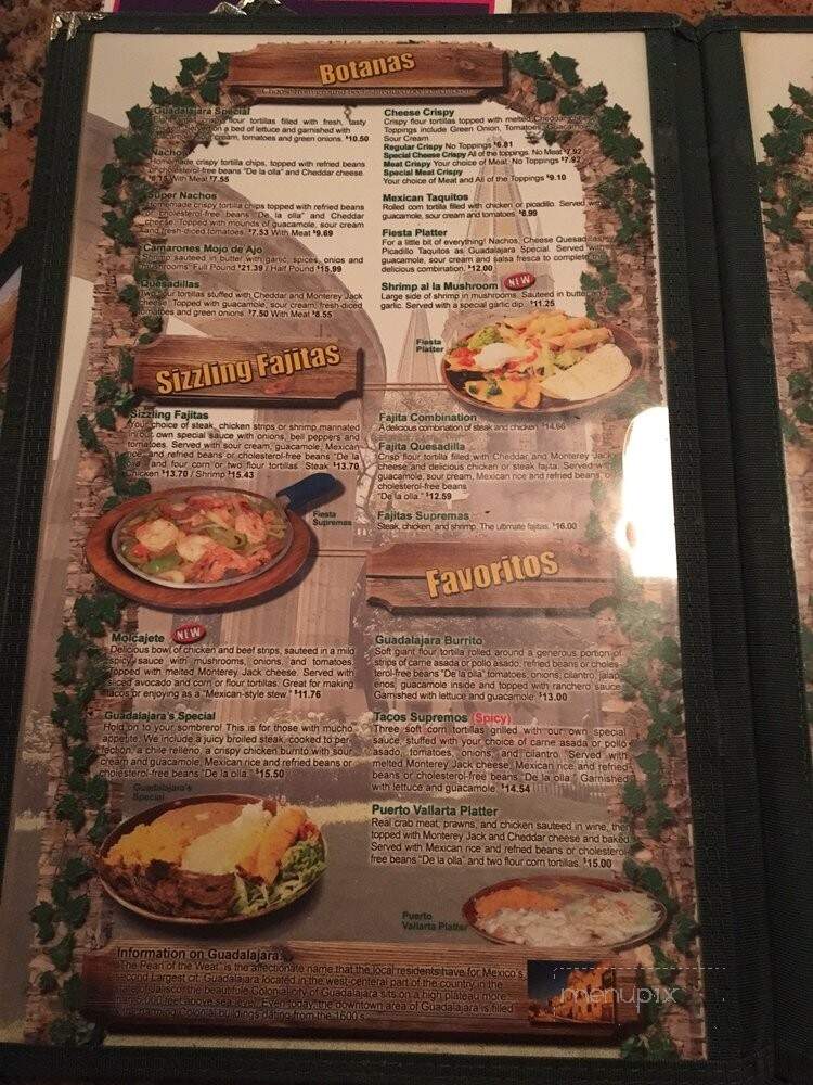 Guadalajara Mexican Restraunt - Pierre, SD menu_pic