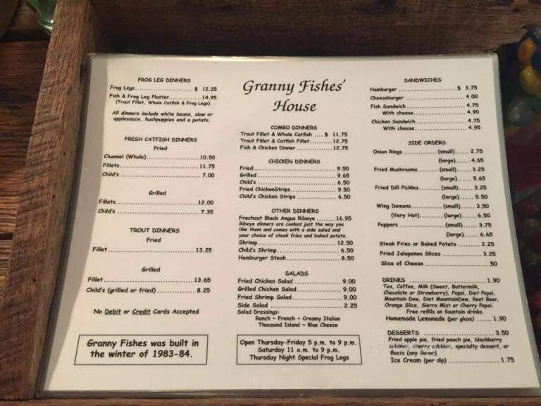 Granny Fishes' House - Wartrace, TN menu_pic