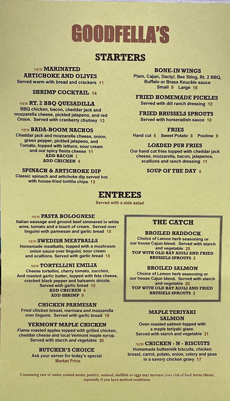 Good Fella's - Danville, VT menu_pic