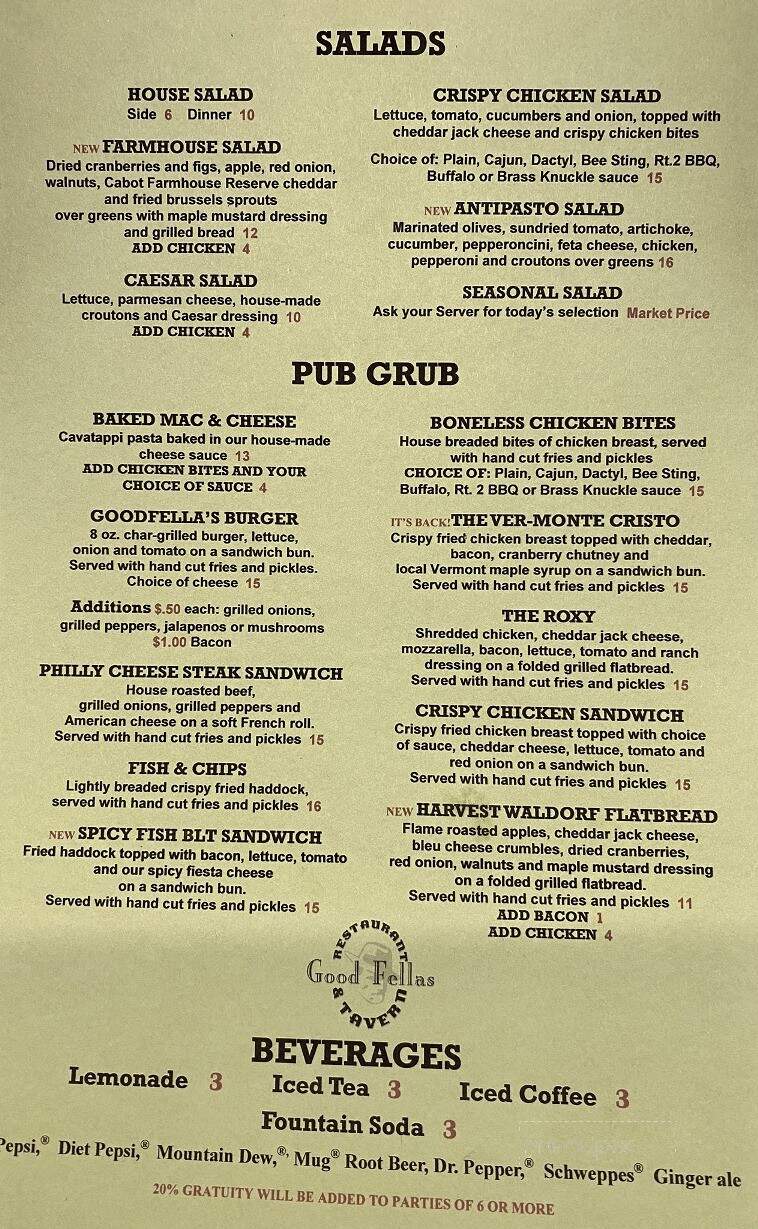 Good Fella's - Danville, VT menu_pic
