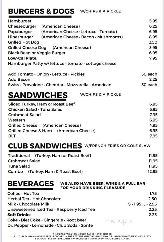 Papa Nick's Family Restaurant - Hinesburg, VT menu_pic