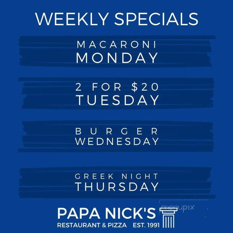 Papa Nick's Family Restaurant - Hinesburg, VT menu_pic