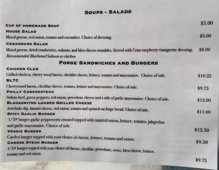 Anvil Pub & Grill - Cedarburg, WI menu_pic