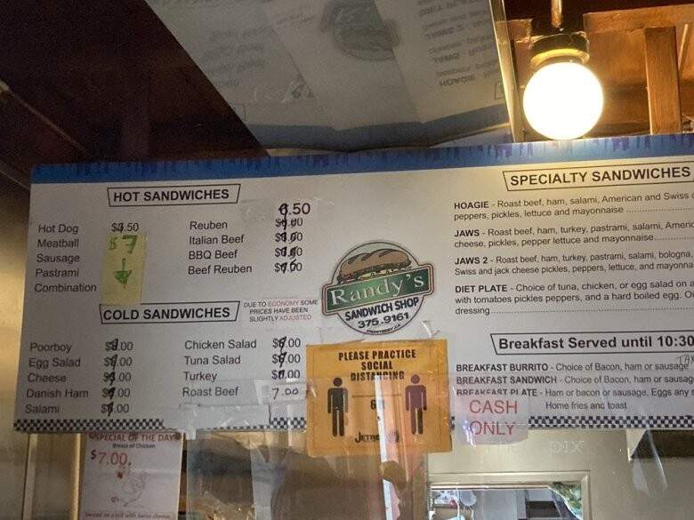 Randy's Sandwich Shop - Monterey, CA menu_pic
