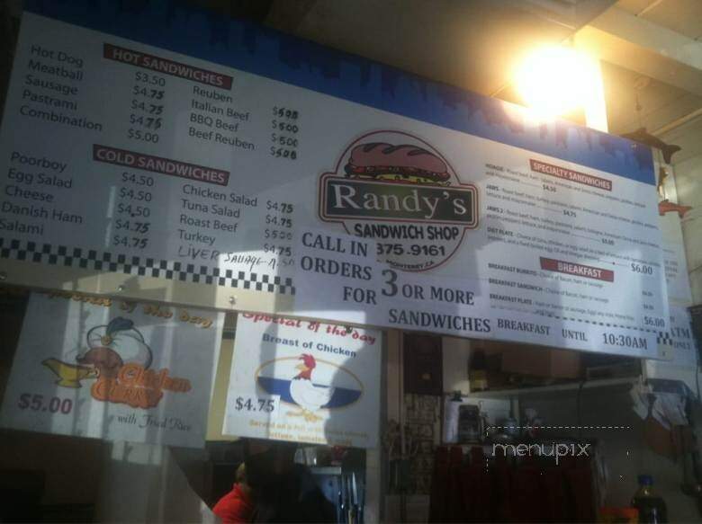 Randy's Sandwich Shop - Monterey, CA menu_pic