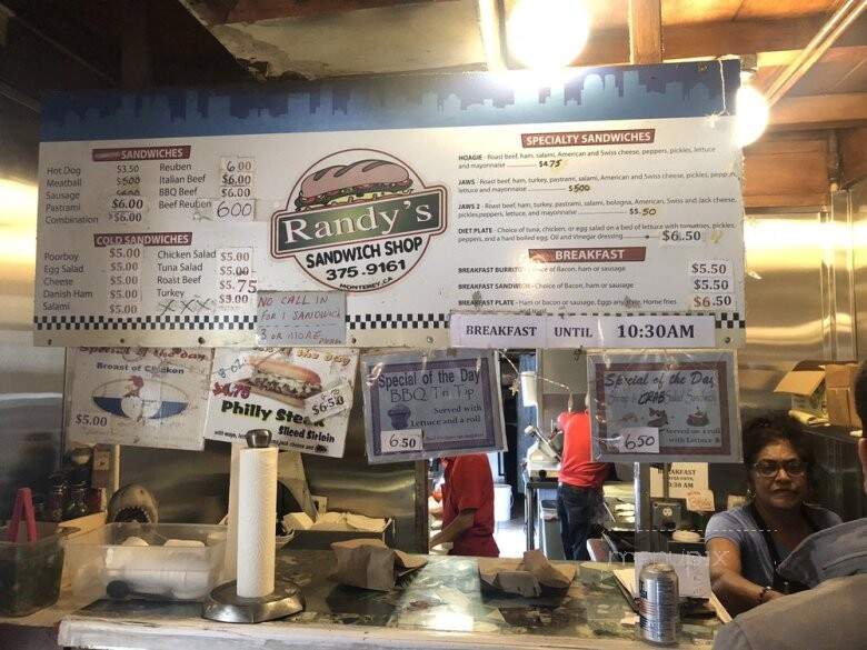 Randy's Sandwich Shop - Monterey, CA menu_pic