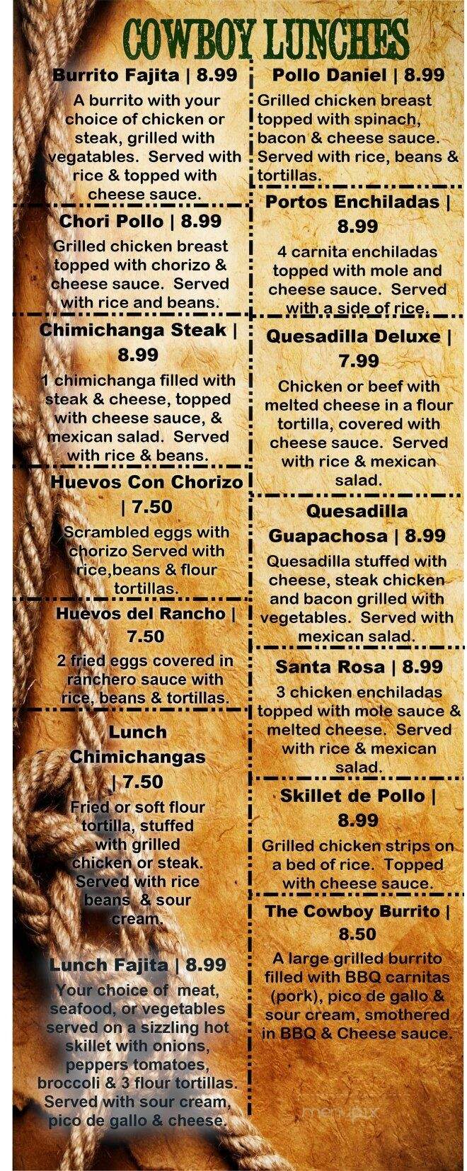 El Cowboy - Austintown, OH menu_pic