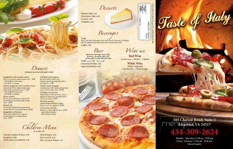 Taste Of Italy - Altavista, VA menu_pic
