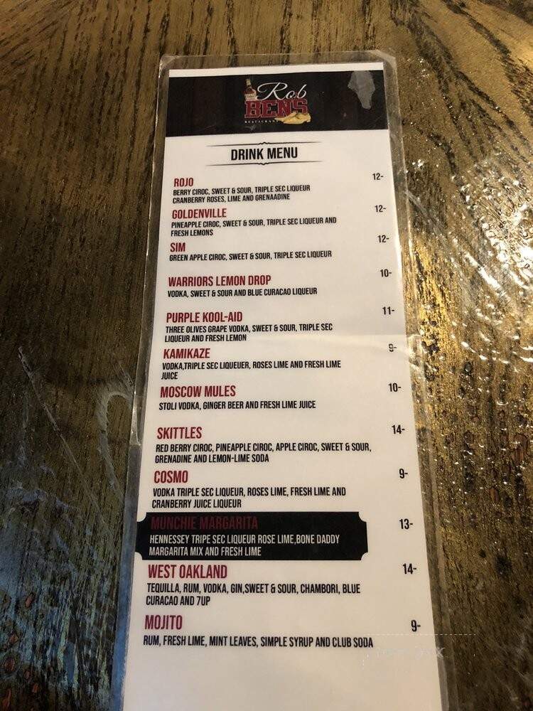 Rob Ben's Restaurant & Lounge - Emeryville, CA menu_pic