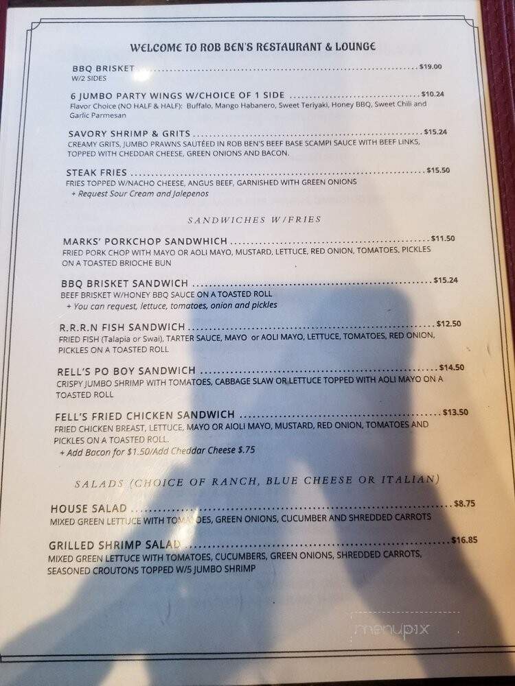 Rob Ben's Restaurant & Lounge - Emeryville, CA menu_pic