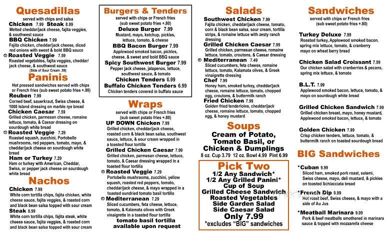 Up Down Eatery & Coffeehouse - Columbus, MS menu_pic