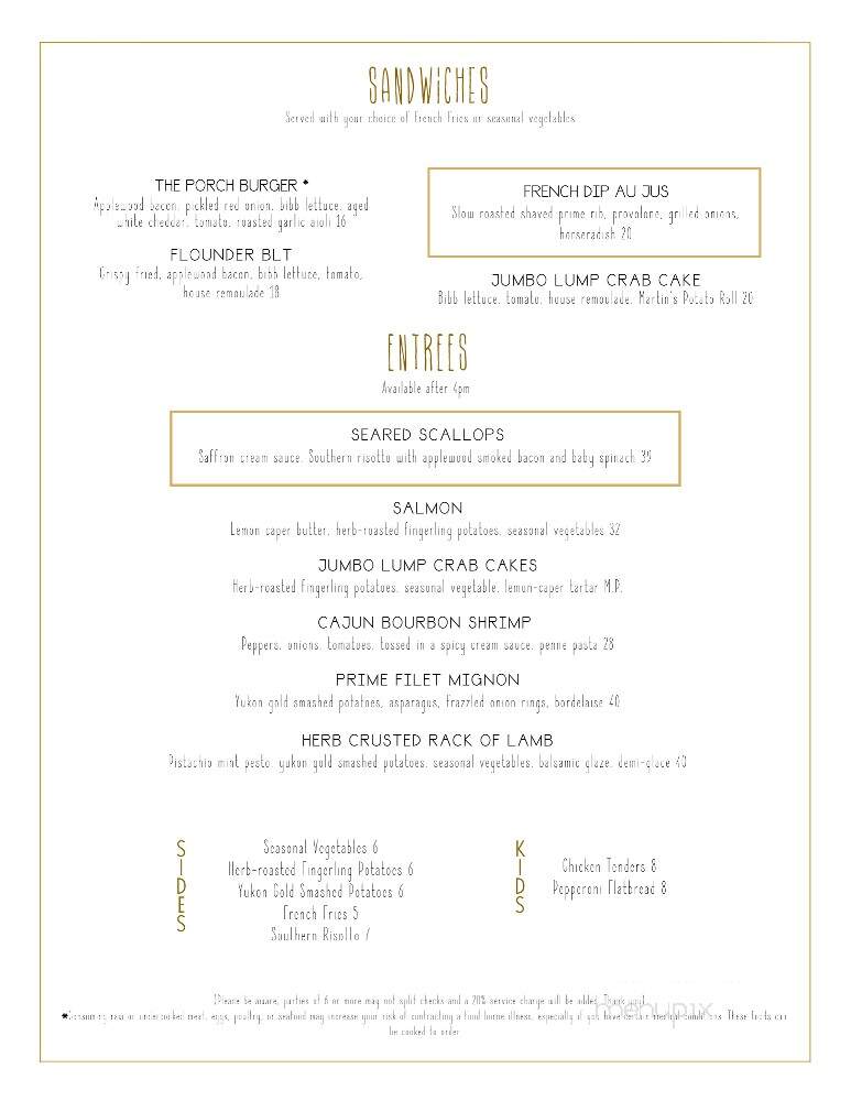 The Porch on Long Creek - Virginia Beach, VA menu_pic
