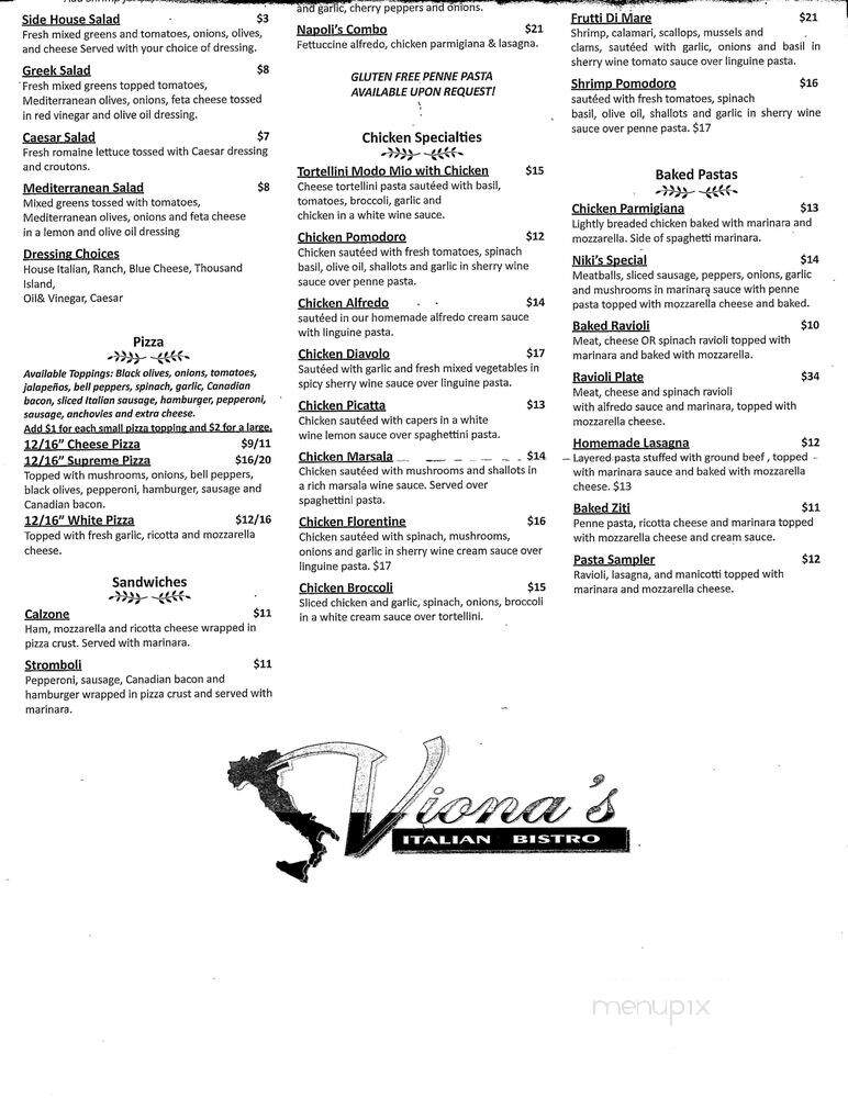 Viona's Italian Bistro - Overland Park, KS menu_pic