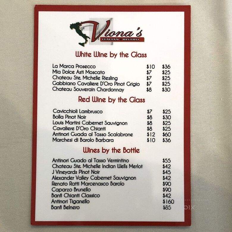 Viona's Italian Bistro - Overland Park, KS menu_pic