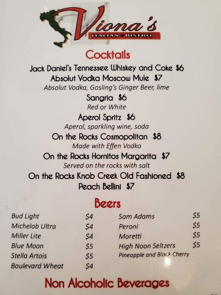 Viona's Italian Bistro - Overland Park, KS menu_pic