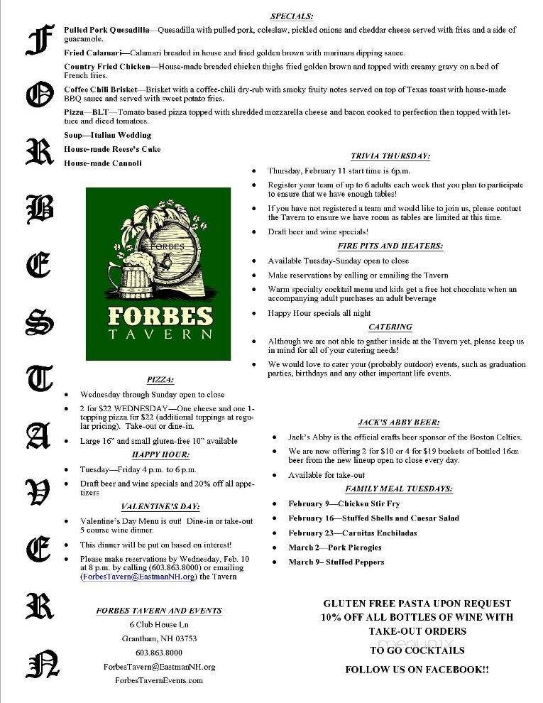 Forbes Tavern and Events - Grantham, NH