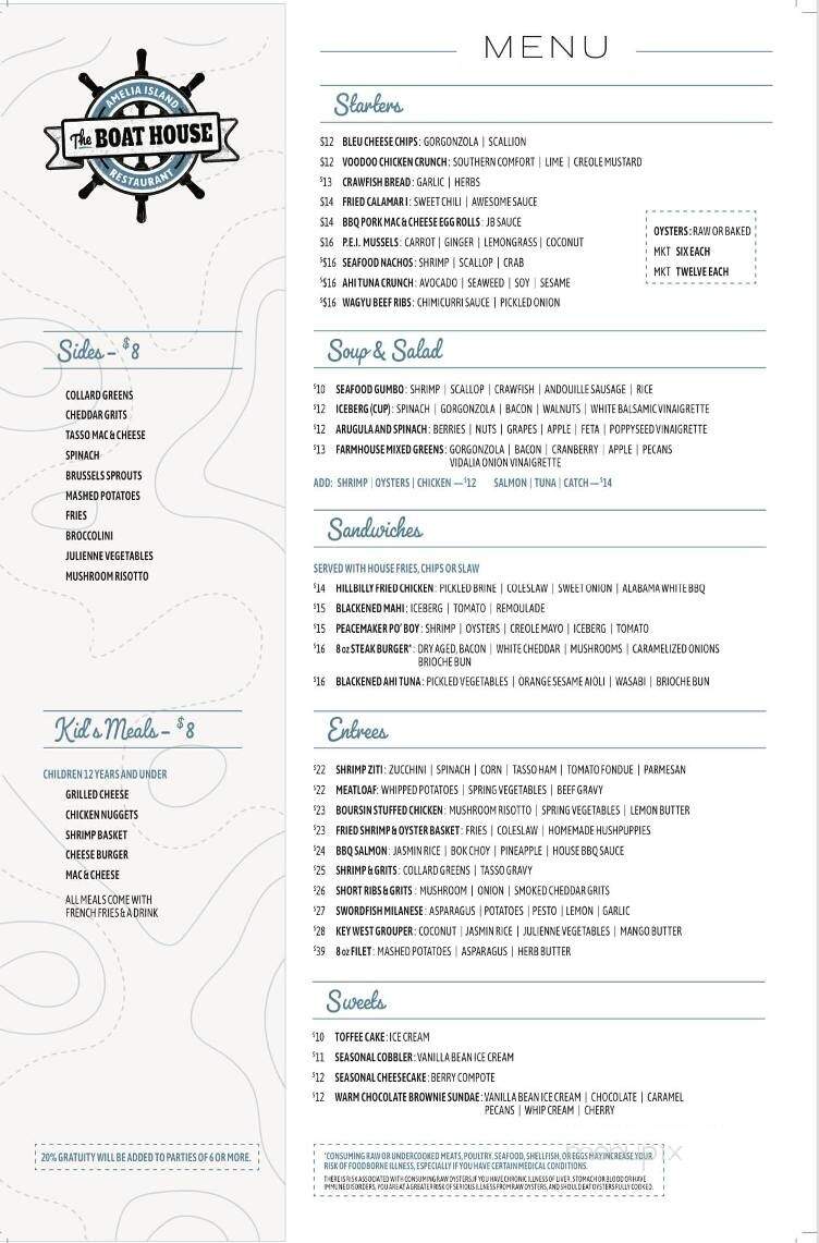 The Boat House - Fernandina Beach, FL menu_pic