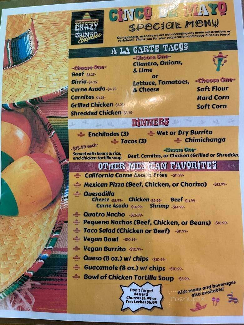 Crazy Gringo Mexican Express - St Clair Shores, MI menu_pic