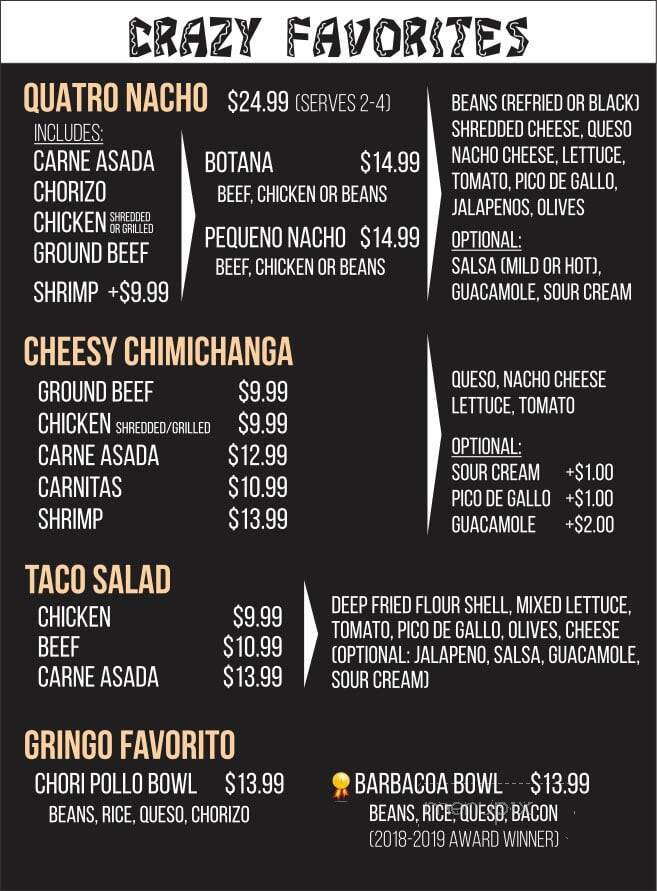 Crazy Gringo Mexican Express - St Clair Shores, MI menu_pic