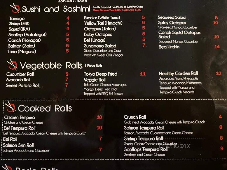 Tokyo Japanese Steak House - Palm Coast, FL menu_pic