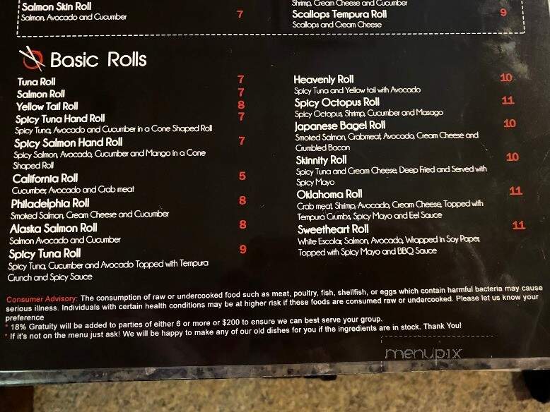 Tokyo Japanese Steak House - Palm Coast, FL menu_pic