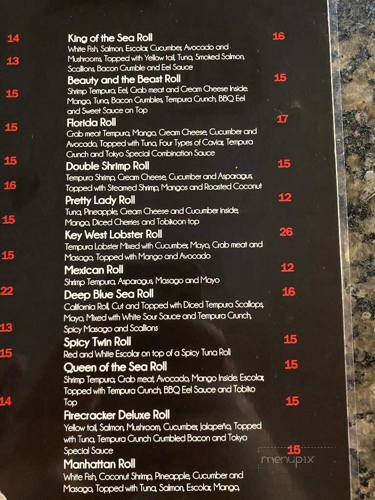 Tokyo Japanese Steak House - Palm Coast, FL menu_pic