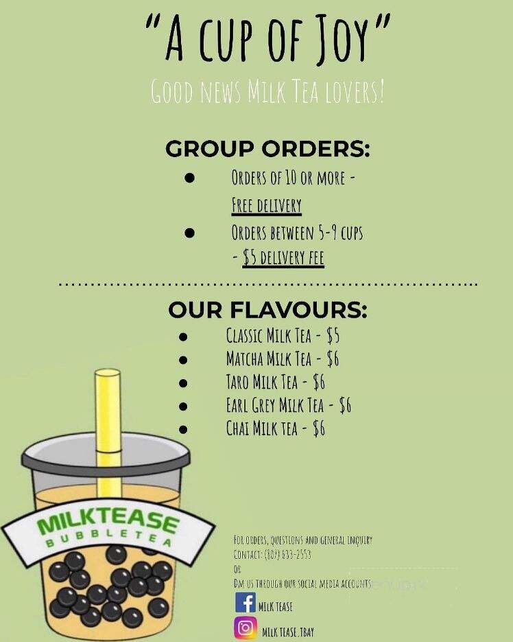 Milktease - Thunder Bay, ON menu_pic